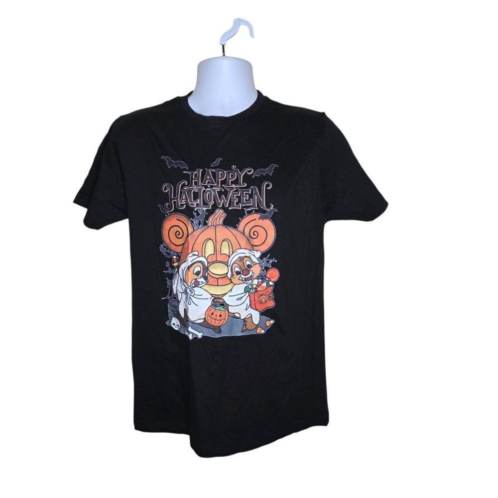 Disney Happy Halloween Chip Dale Tshirt Pumpkin Mens Size M Black